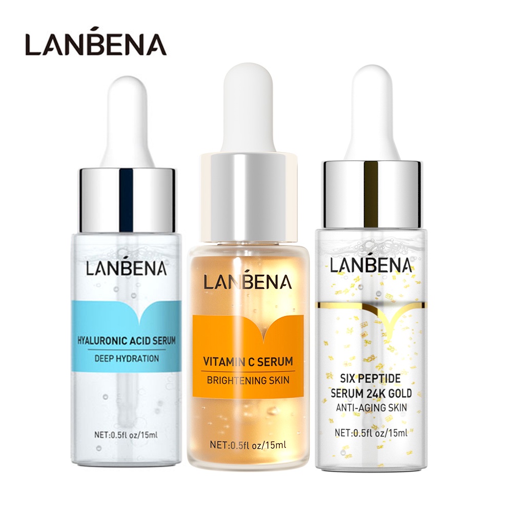 LANBENA Vitamina C Ácido Hialurônico 24K Ouro Seis Peptídeos Sérum Anti