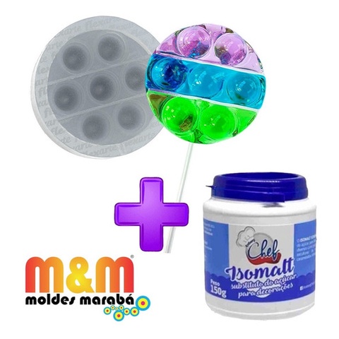 Kit Molde Pirulito Fidget Pop It 6cm Redondo Isomalt 150g Shopee Brasil