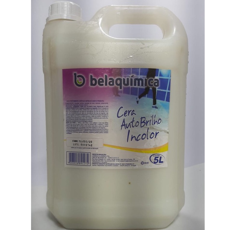 Cera Auto Brilho Belaquimica 5 Litros Incolor Antiderrapante