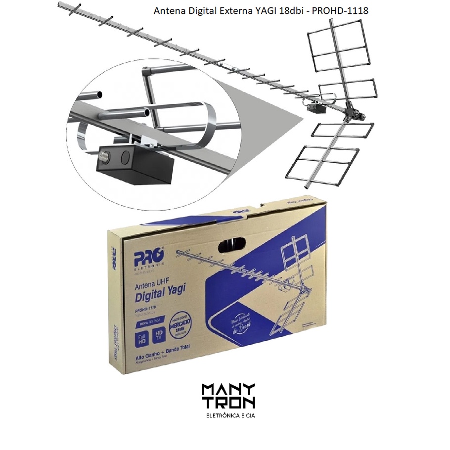 Antena Digital Yagi Externa 4k Alto Ganho Longo Alcance PROHD 1118