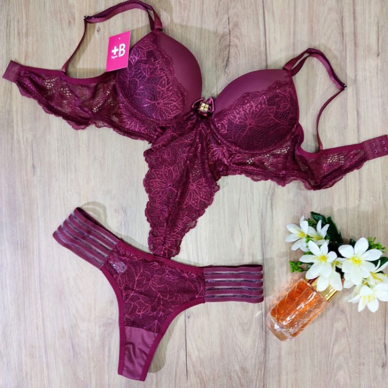 Body Feminino Conjunto Lingerie Rendado Sexy Sensual Bojo Lua de Mel Moda Íntima Shopee