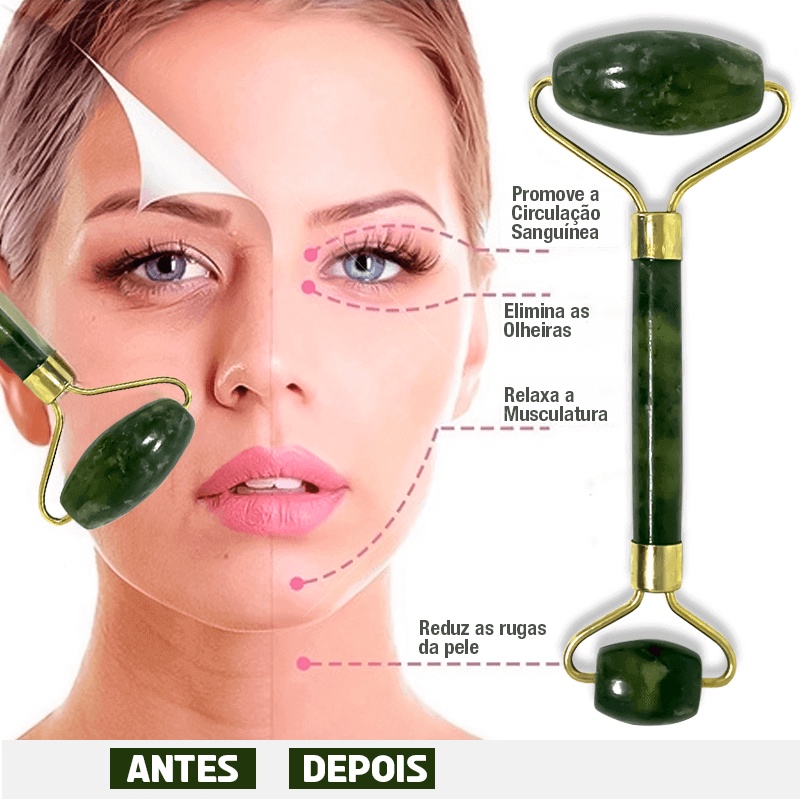 Rolo Massageador Facial C Pedra Quartzo Anti Olheiras Rolo De Massagem