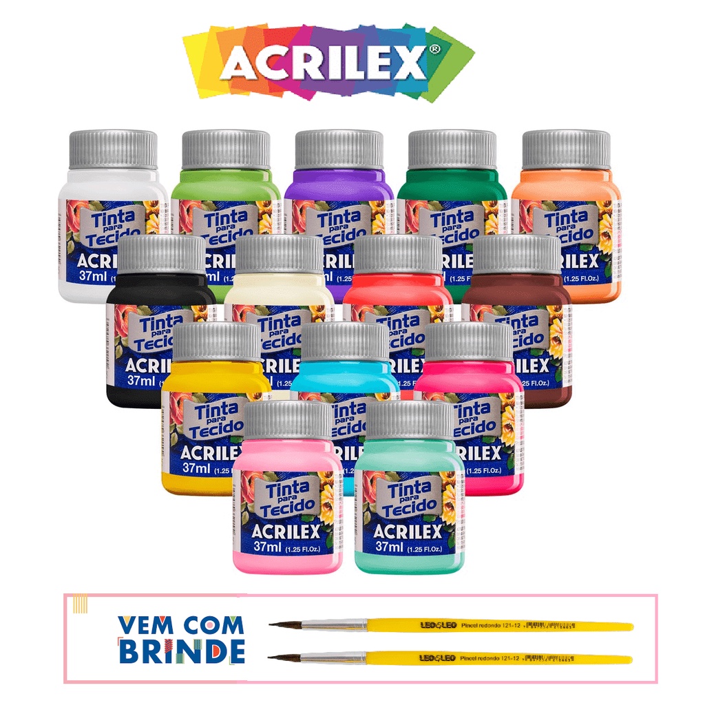 Kit Tintas Para Tecido Acrilex Ml Brinde Shopee Brasil