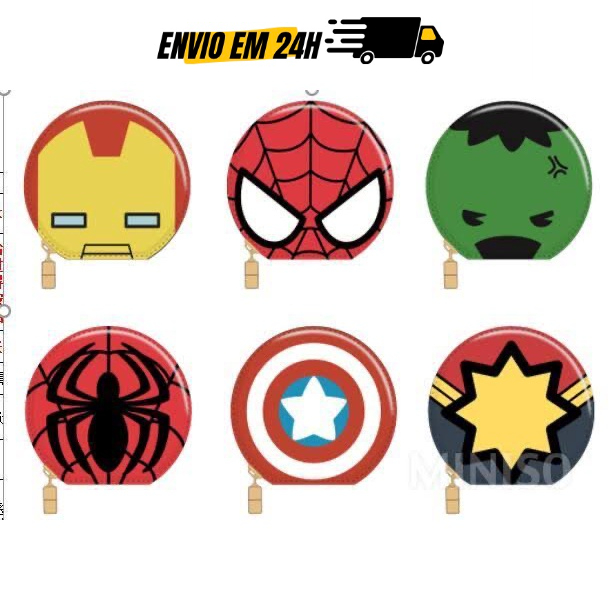 Necessaire Pel Cia Bolsinha Porta Moedas Marvel Miniso Homem Aranha