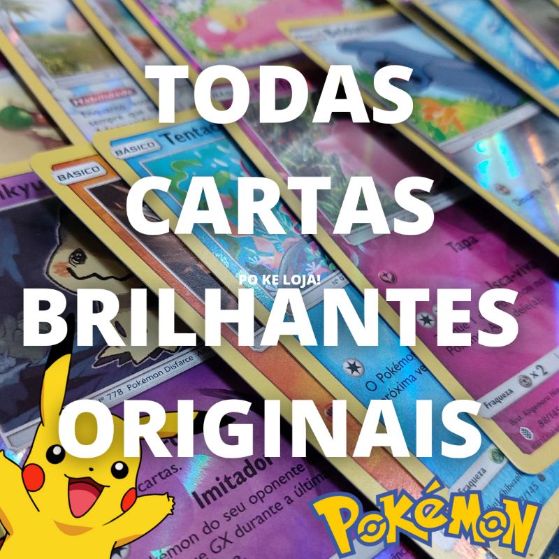 Pacote Especial de Cartas Pokémon 20 Brilhantes e Originais da Copag