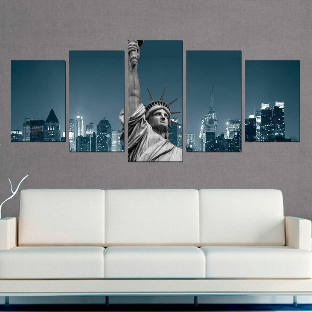 Kit Quadros Decorativos Mosaico Nova York Estatua Da Liberdade