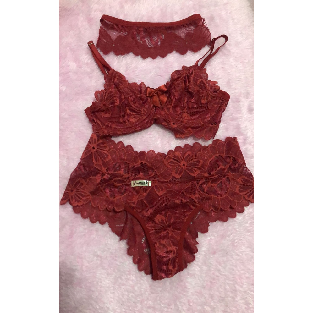 Conjunto De Lingerie De Renda Sem Bojo Aro Shopee Brasil