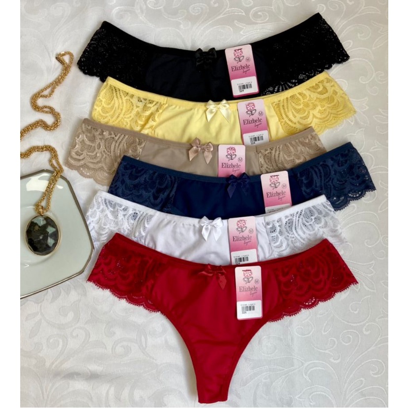 Calcinha Renda Fio Dental Sexy Conforto Lingerie Shopee Brasil