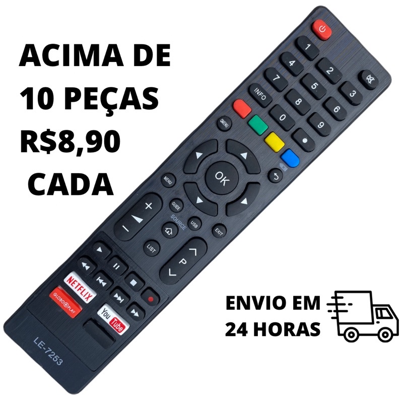 Controle Tv Philco Smart K Tecla Netflix Globo Play You Tube Shopee