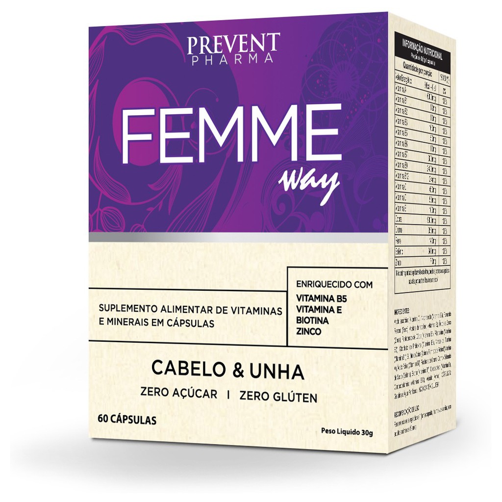 Polivitaminico Vitamina Femme Way Cabelos Hair Unhas 60 Capsulas