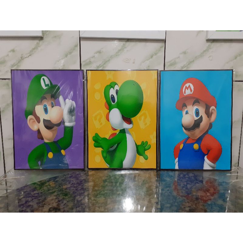 kit de 3 placas MÁRIO BROS A421x30cm cada placa MDF quarto infantil