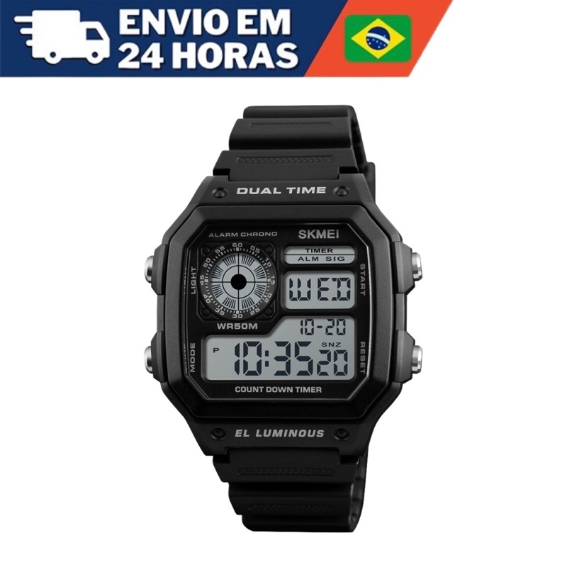 Relógio Skmei 1299 Esportivo Digital Masculino Preto Shopee Brasil