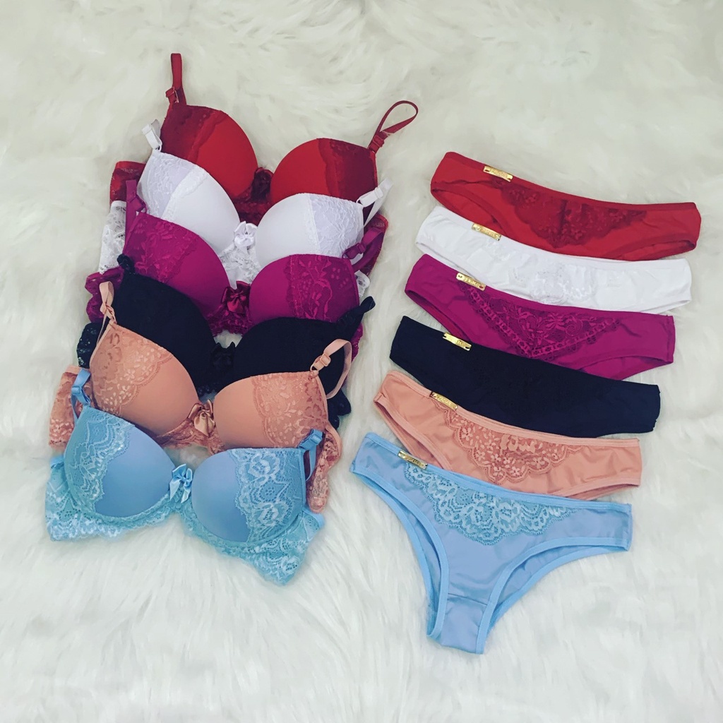 Conjunto Lingerie Em Renda E Bojo Shopee Brasil