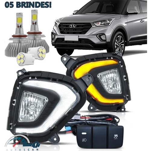 Kit Farol De Milha Neblina Drl Luz Diurna Seta Hyundai Creta 2020 2021