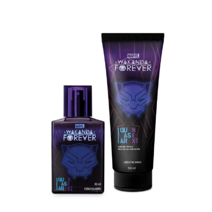 Combo Quasar Next Wakanda Forever Colônia 50ml Creme Para Pentear