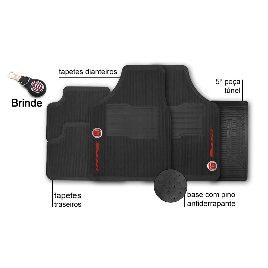 Kit Tapete Borracha Automotivo Fiat Uno Argo Strada Palio Bravo Punto