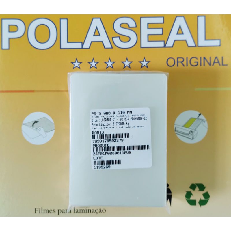 Plástico plastificação 80x110x0 05mm Polaseal 125 micras ORIGINAL