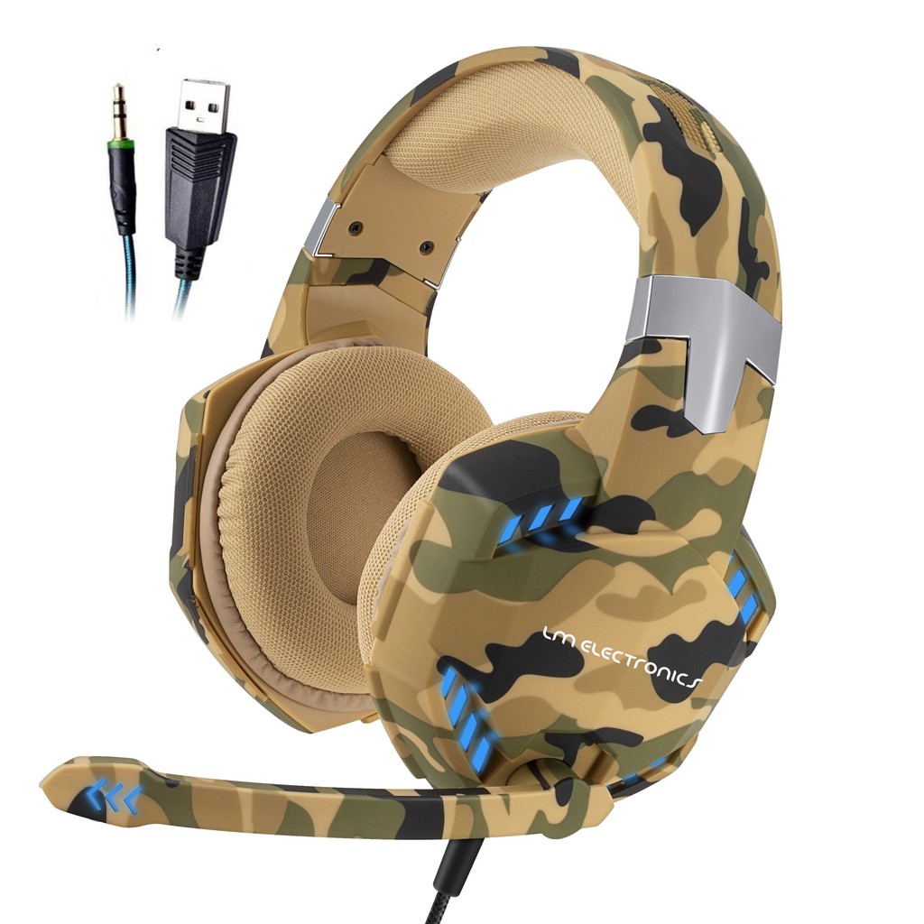 Fone Ouvido Headset Gamer Rgb Led Pc Xbox One Ps4 Camuflado G2000