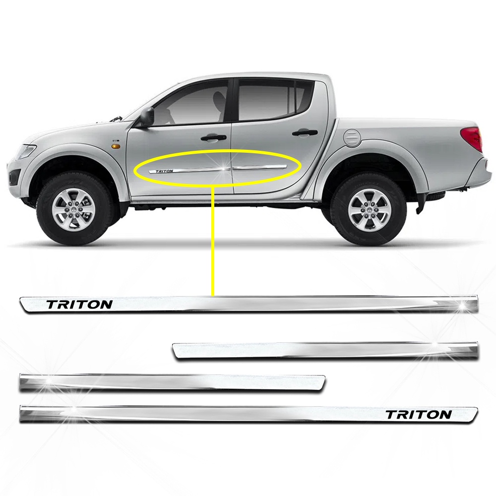 Kit Friso Lateral Personalizado Modelo Slim Cor Cromado L200 Triton