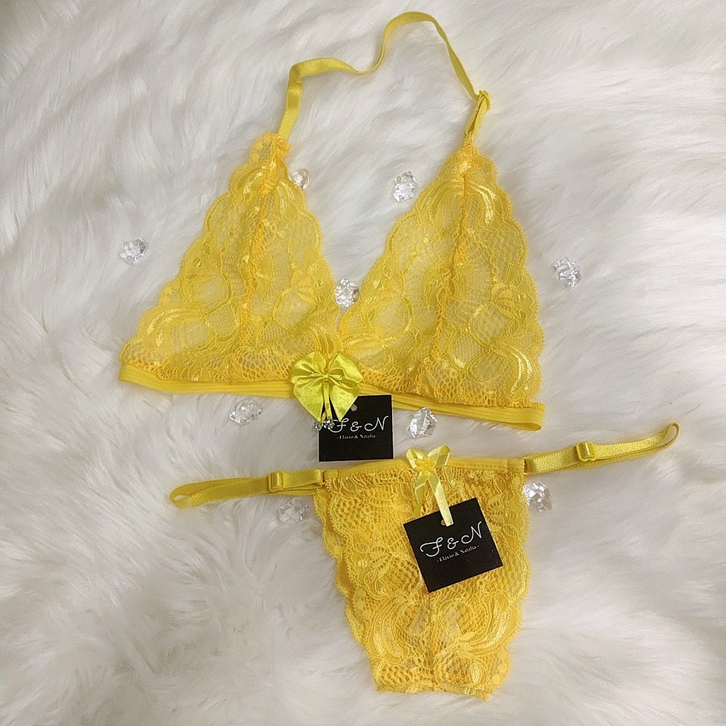 Conjunto De Lingerie Em Renda Calcinha De Regulagem Shopee Brasil