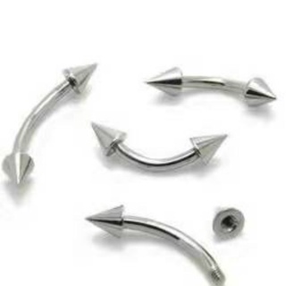 Piercing Microbell Curvo Spike Prata Vertical Labret Sobrancelha A O