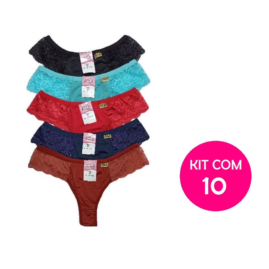 Kit Calcinhas Microfibra Renda Lateral Calcinha Lingerie Tanga