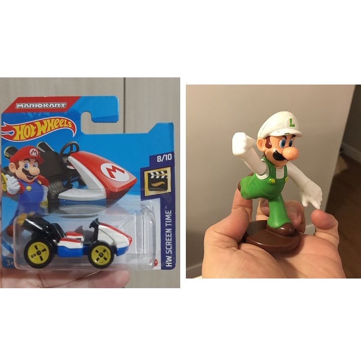 Hot Wheels Carrinho Do Mario Kart E Boneco Do Luigi Brinquedo Bros