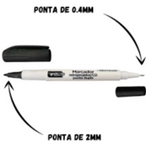 Kit Caneta Permanente Ponta Dupla Mm E Mm Marcador Retroprojetor