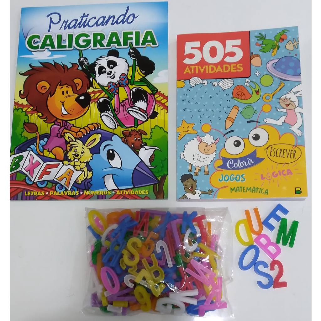 Kit Livros Atividades Cartilha Praticando Caligrafia Letras