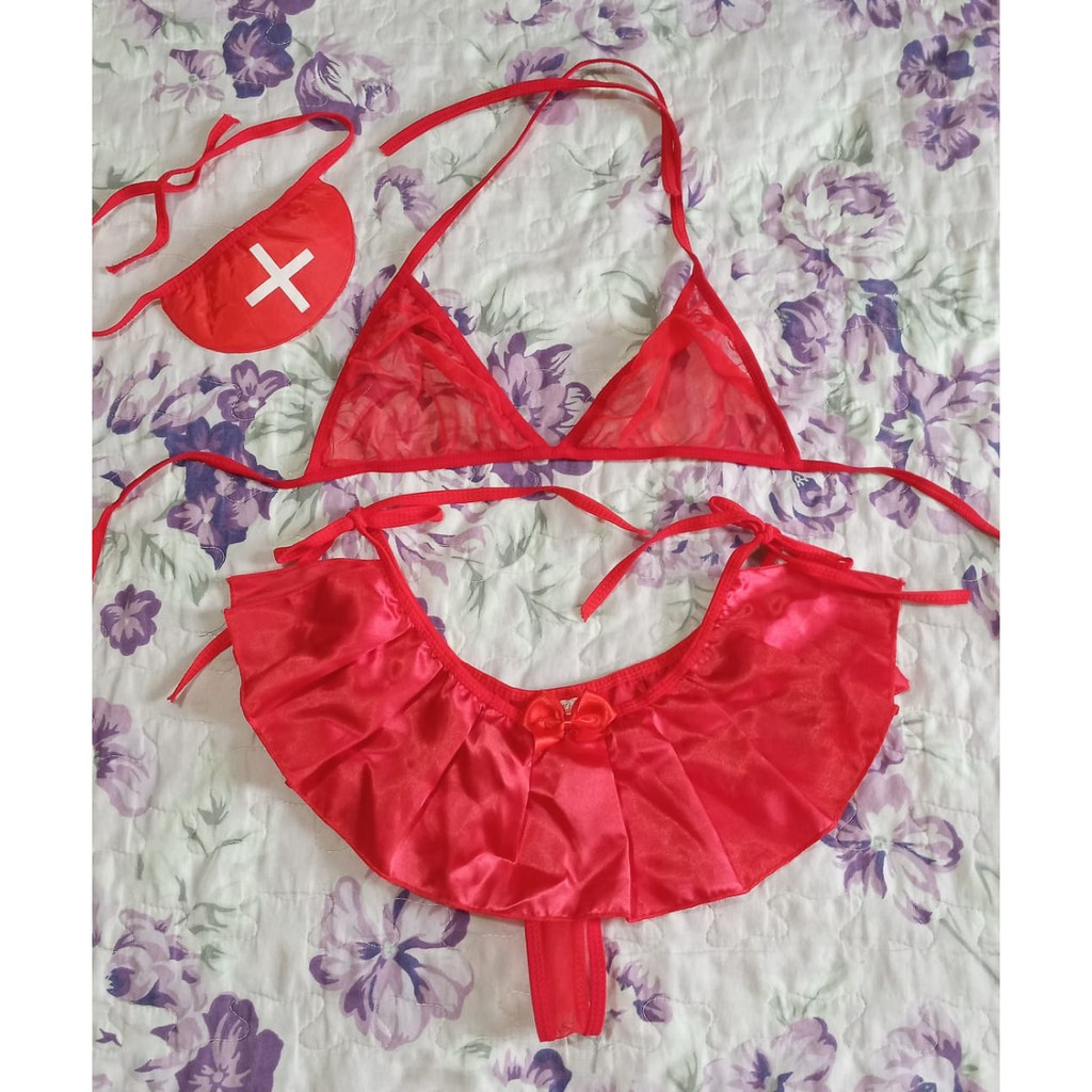 Fantasia Lingerie Enfermeira Vermelha Sexy Shopee Brasil