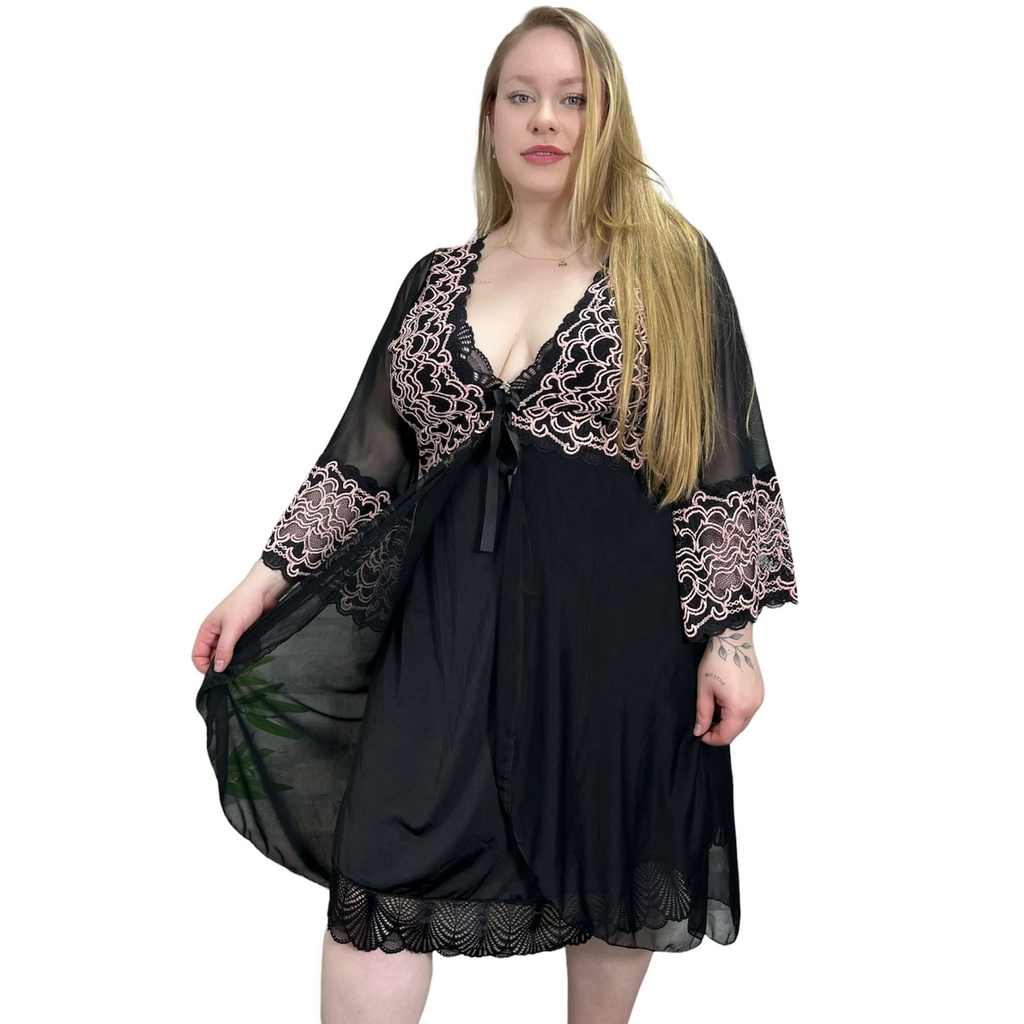 Robe Plus Size Renda Tamanho Especial Roup O Confort Vel Luxo