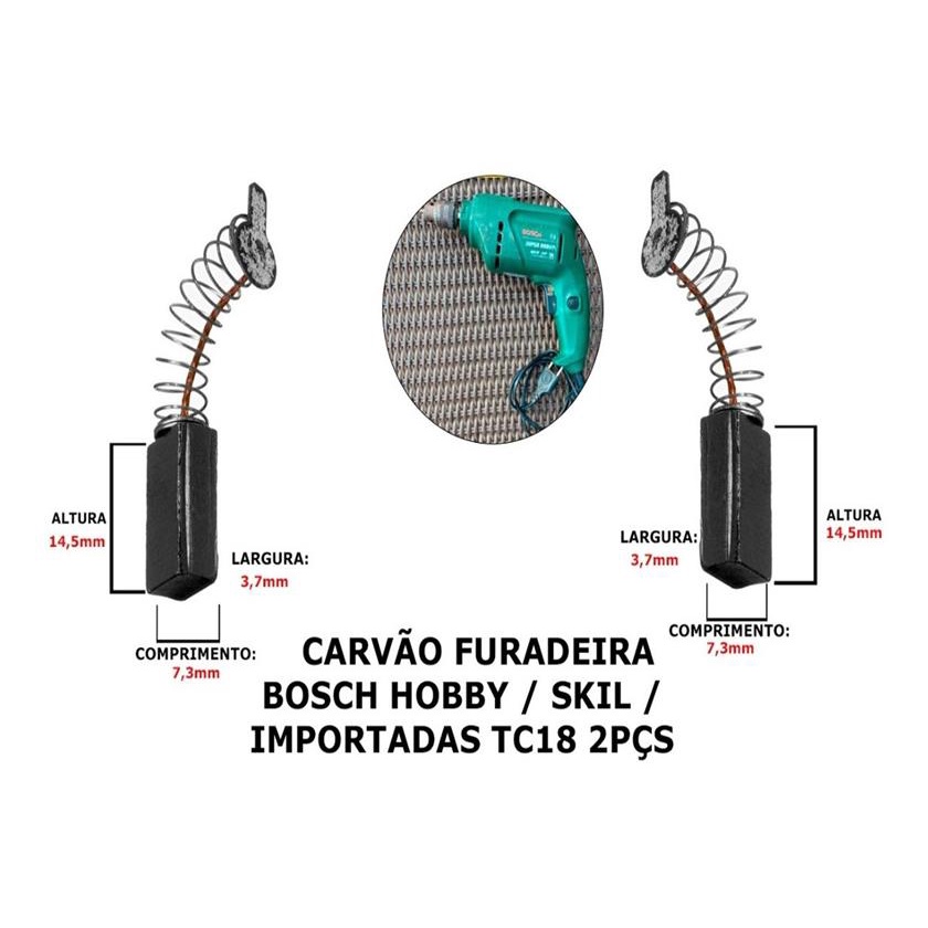 Escova Carvão Furadeira Bosch Hobby Skil Importadas Tc18 2pcs