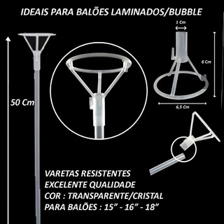 Kit Pega Bal O Vareta Suporte Grande Bubble Transparente Cm