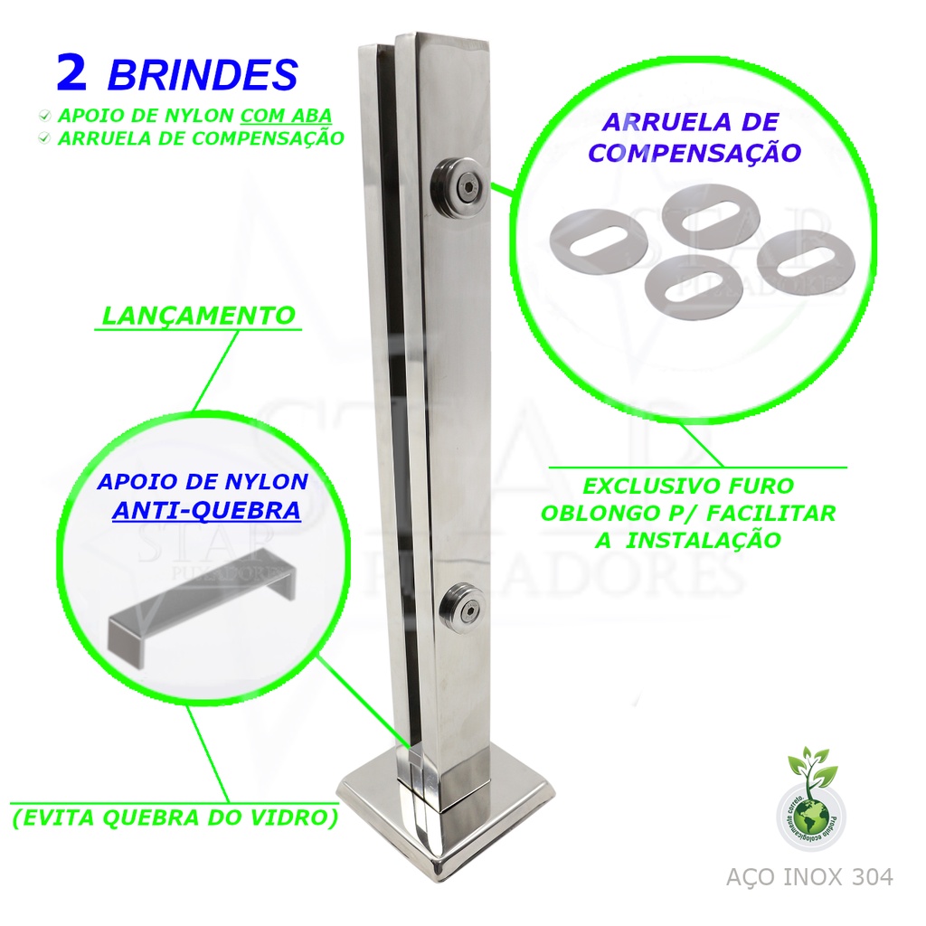 Kit 7 Colunas Torre Inox 304 50cm Guarda Corpo De Vidro Shopee Brasil