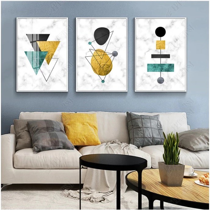 Quadro decorativo 3 peças 40x60 Nordic moderno abstrato geométrico para