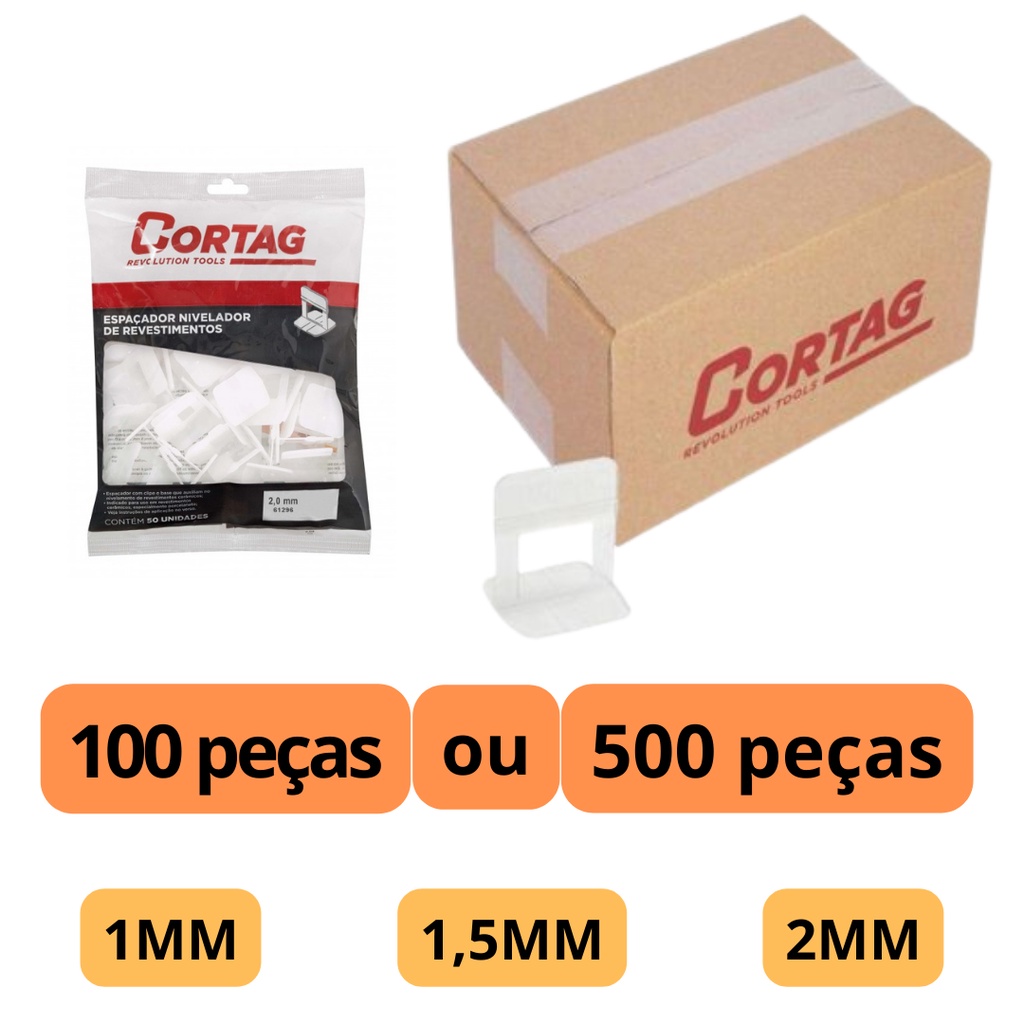 Espaçador Nivelador Porcelanato Cortag 100un ou 500un 1mm 1 5mm