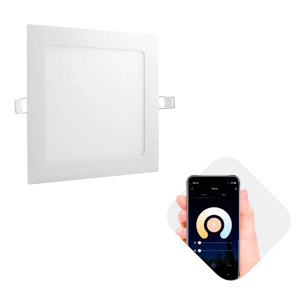 Plafon Painel Led Dimerizável Quadrado Embutir 18W Inteligente Smart Wi