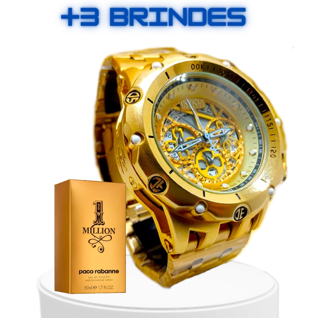 Rel Gio Invicta Masculino Venom Hybrid Dourado Banhado A Ouro K