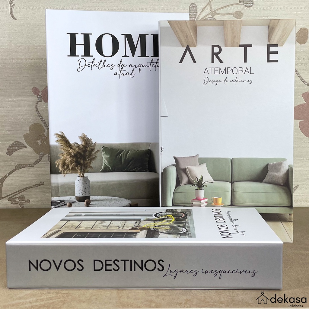 Livro Falso Decorativo Fake Kit Caixa Organizadora Porta Objetos