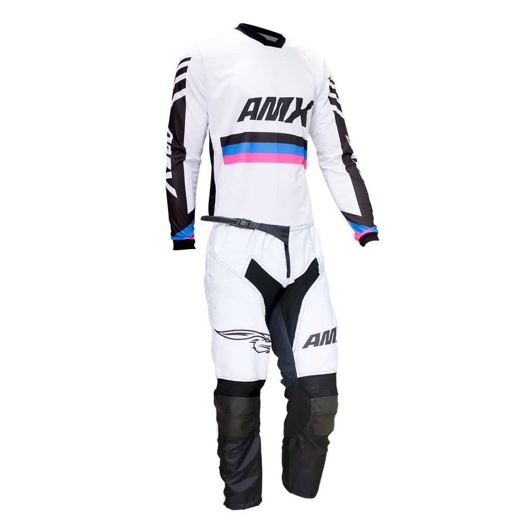 Conjunto Roupa Amx Cross One Branco Calça Camisa Trilha Motocross