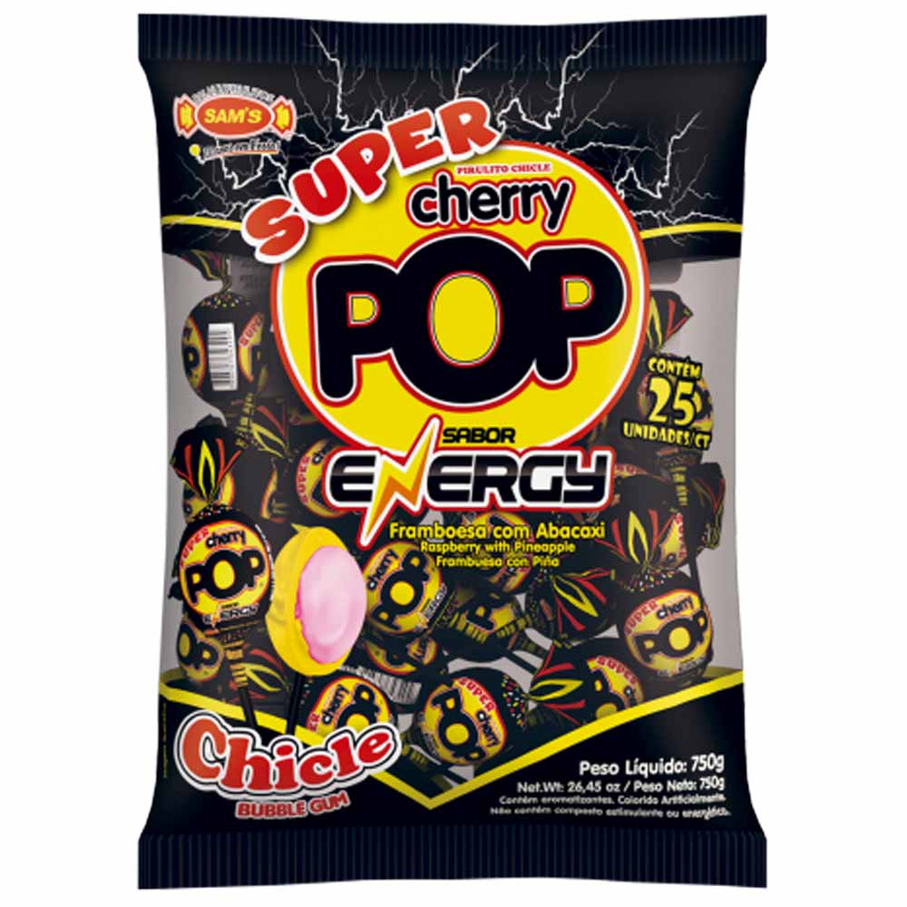 Pirulito Super Cherry Pop Energy C Sams Shopee Brasil