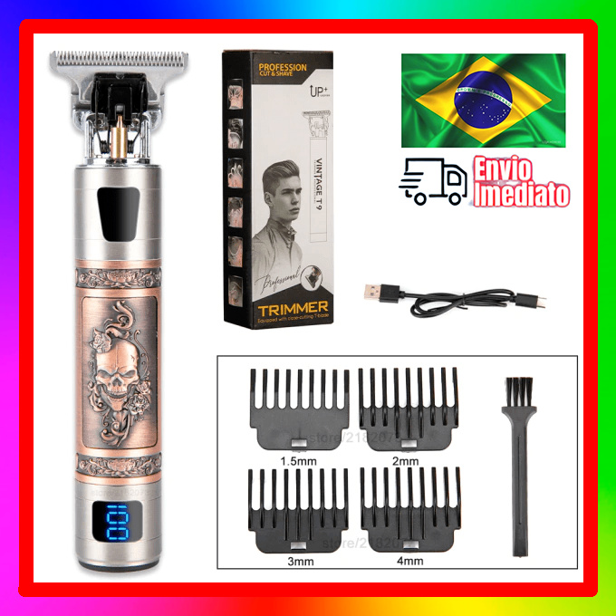 Maquina de corte de cabelo Led Hiena Trimmer usb elétrica cabelo