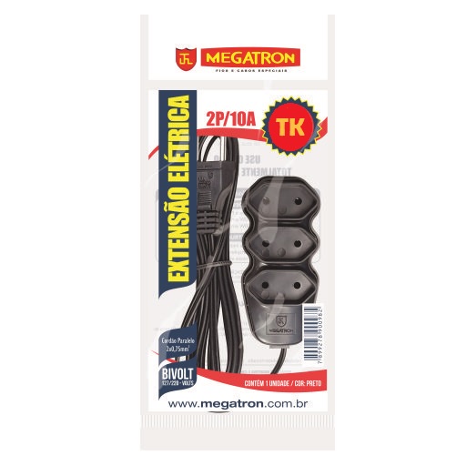 Extensão Elétrica Megatron 10a Paralelo 2p 1 5 Metros Shopee