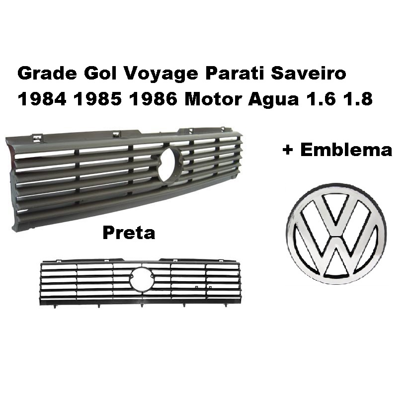 Grade Frontal Radiador Gol Saveiro 85 86 Voyage Parati 86 Emblema E