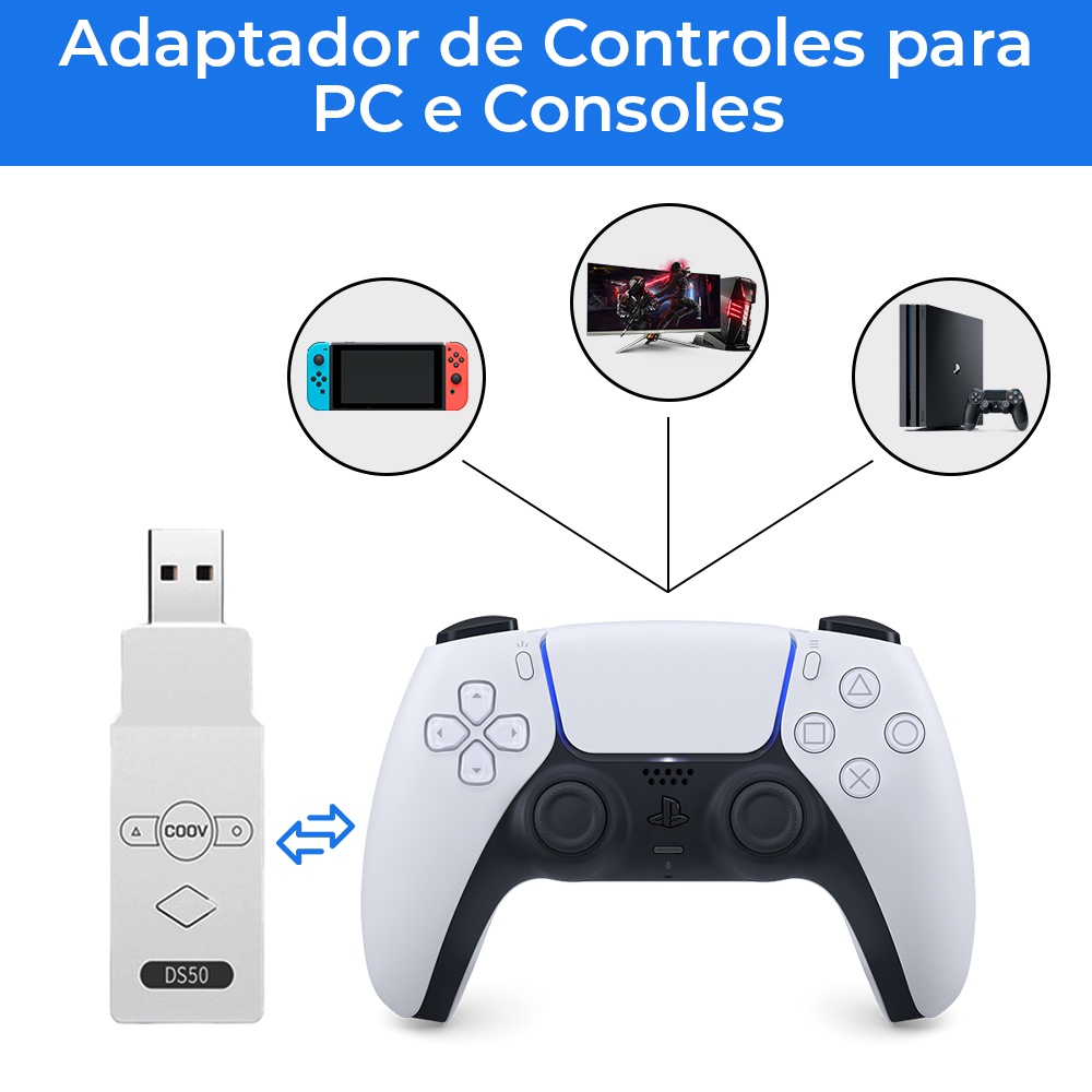 Adaptador Coov DS50 P Controles PS3 PS4 Xbox Switch PC Shopee Brasil