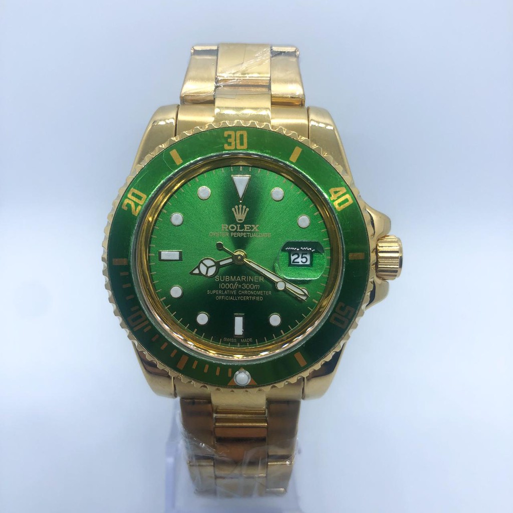 Relogio Rolex Submariner Dourado Fundo Verde Luxo Masculino Shopee Brasil