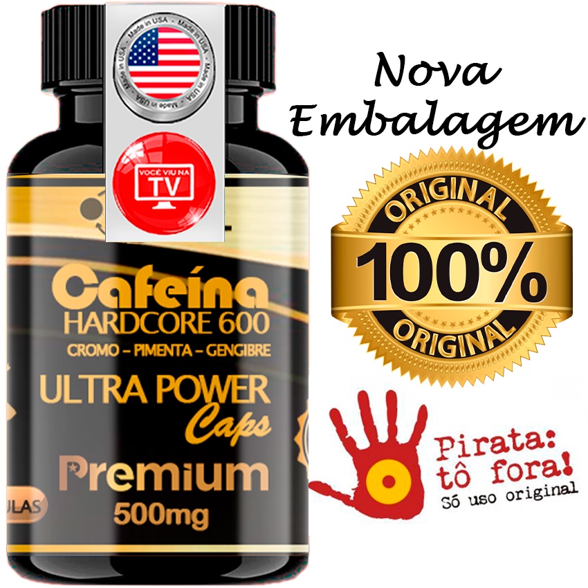 Cafeína HardCore 600 Cromo Pimenta Gengibre ULTRA POWER