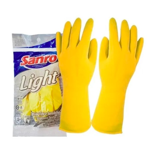 Luva De Latex Amarela Limpeza Multiuso Light Forrada Sanro Ms