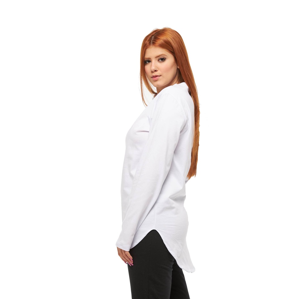 Camiseta Feminina Oversized Longline Camisa Manga Longa C2 Shopee Brasil