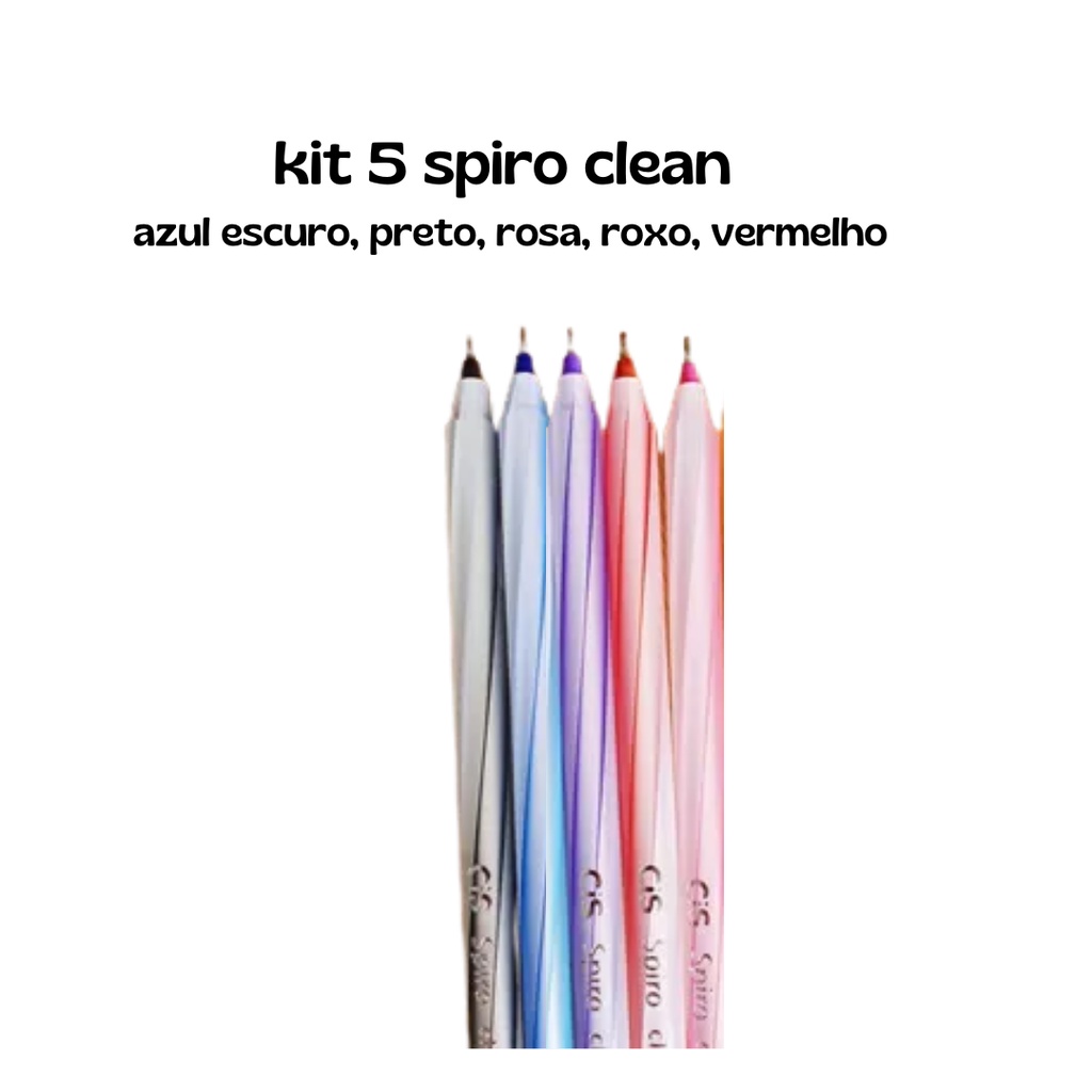 Kit 8 Caneta Cis Spiro Glow Clean Tradicional Pro Ponta Agulha